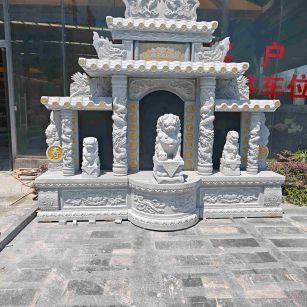 金华芝麻白中国黑石材套墓 花岗岩墓碑