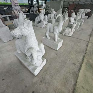 金华芝麻白雕刻 十二生肖 异形雕刻