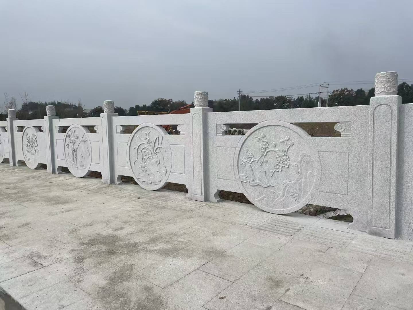 金华芝麻白河道栏杆 石材栏杆